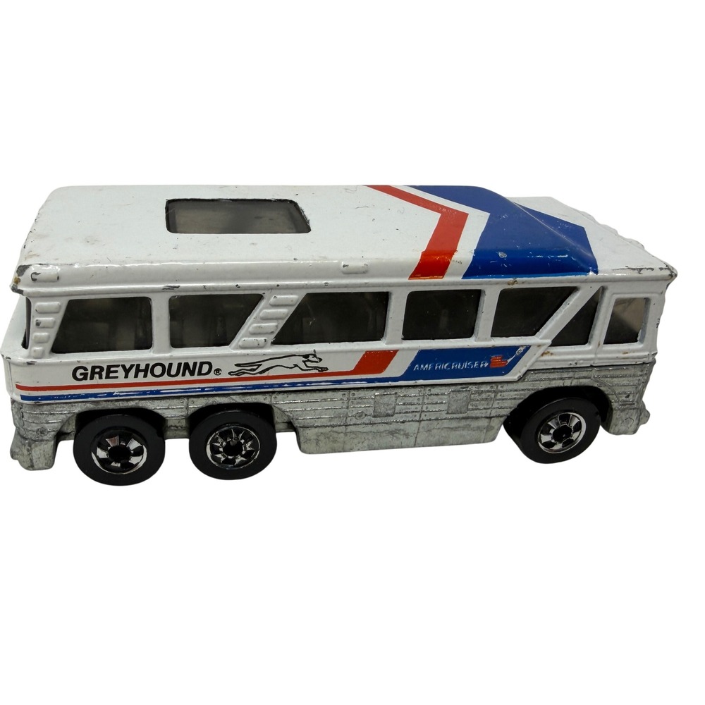 Vintage 1979 Hot Wheels Greyhound Americruiser Bus Diecast White Hong Kong